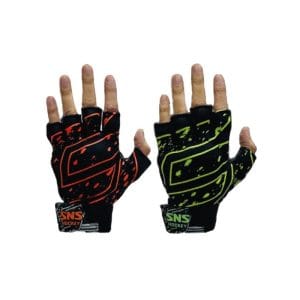 SNS hockey fingerless grip gloves black neon