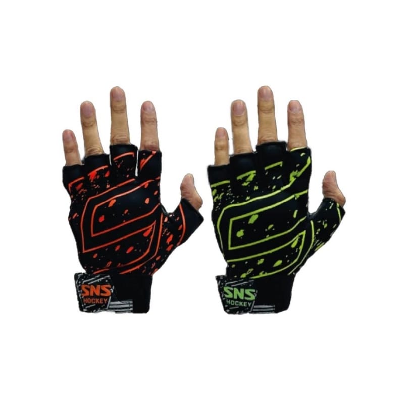 76 SNS hockey fingerless grip gloves black neon