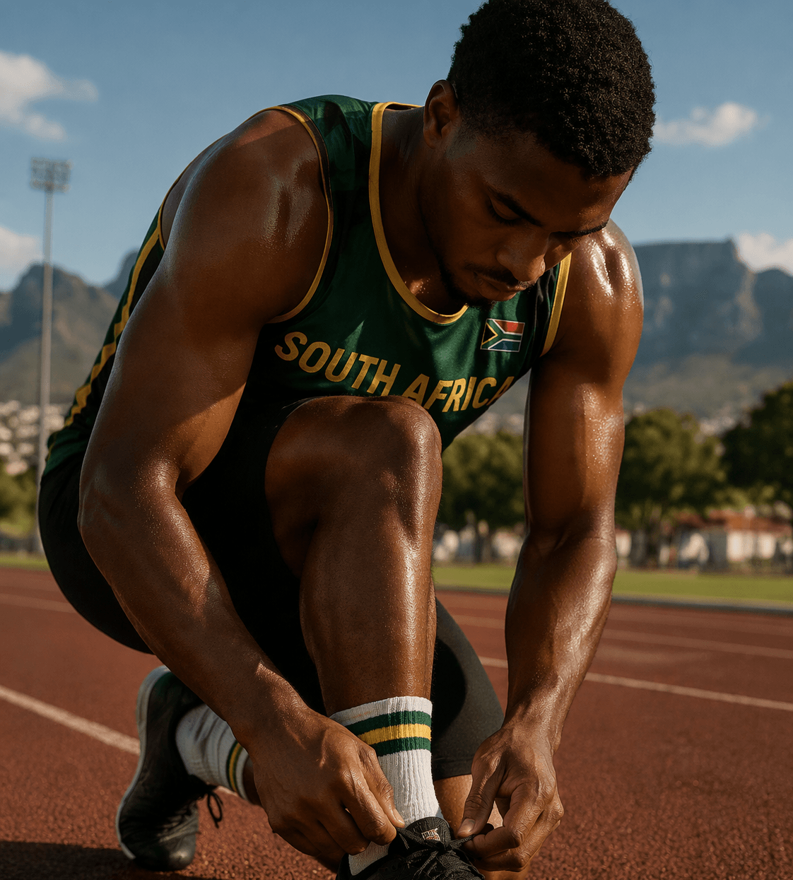 An athelete on the track and field