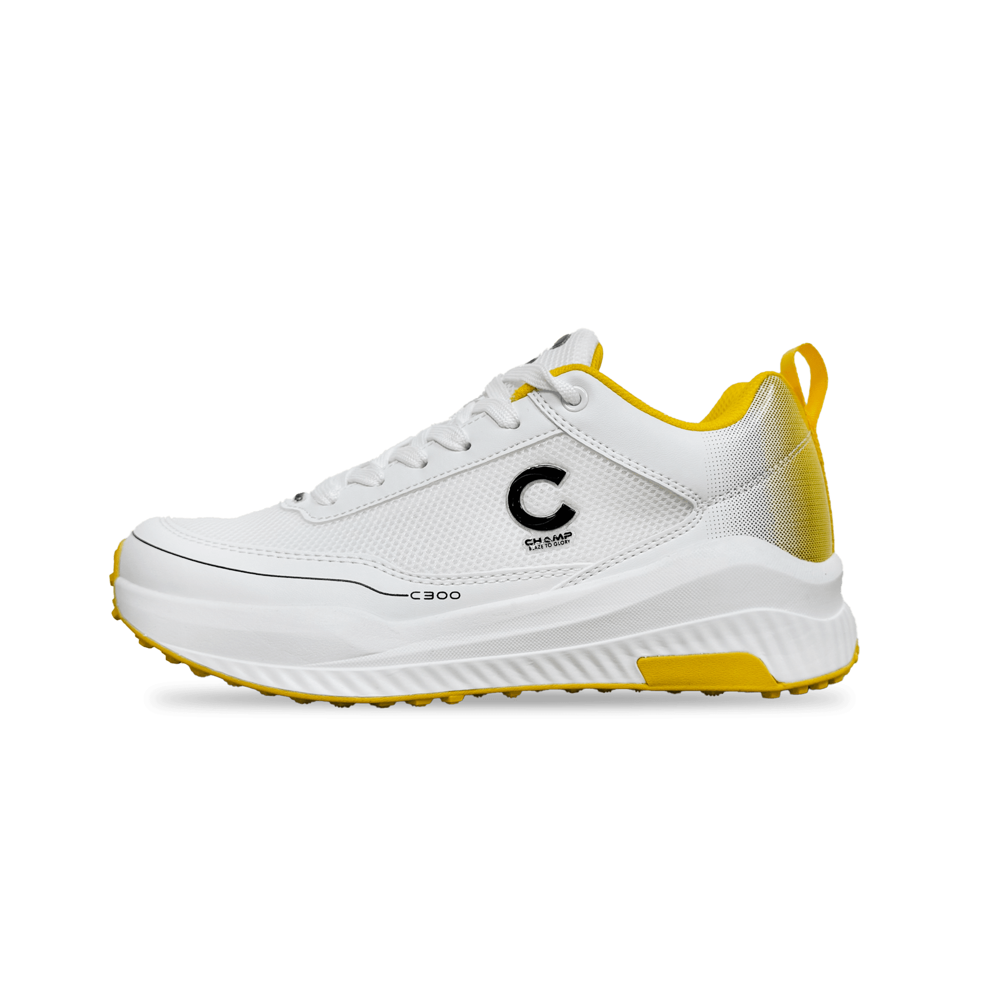 Champ C300 Rubber Yellow2 Champ C300 Rubber Cricket Shoes Yellow and White